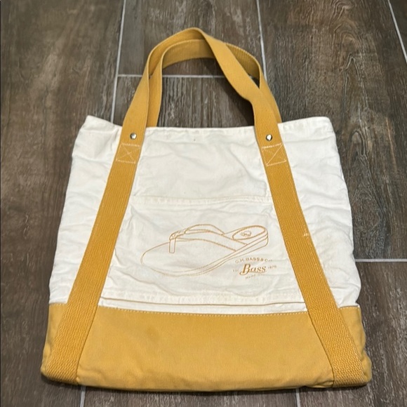 Bass Yellow and White Canvas Tote - Picture 1 of 8